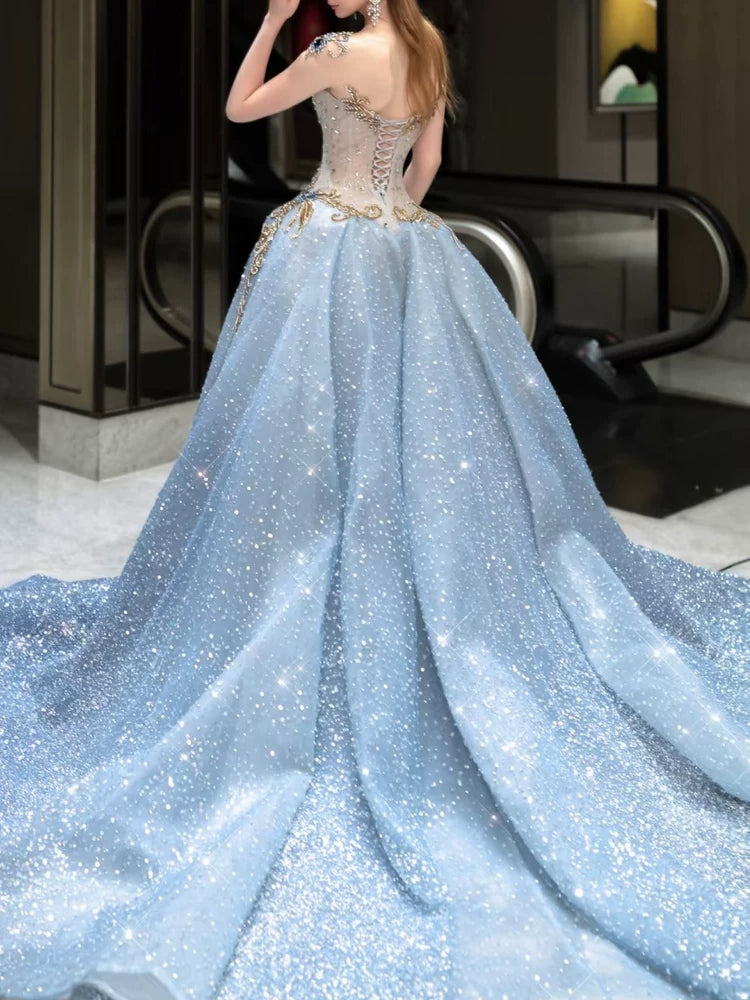 Modest Mermaid Scoop Neck Sequins With Beaded Prom Dresses Inspiration Long Party Night Evening Dress 19th Birthday Outfits AB2272