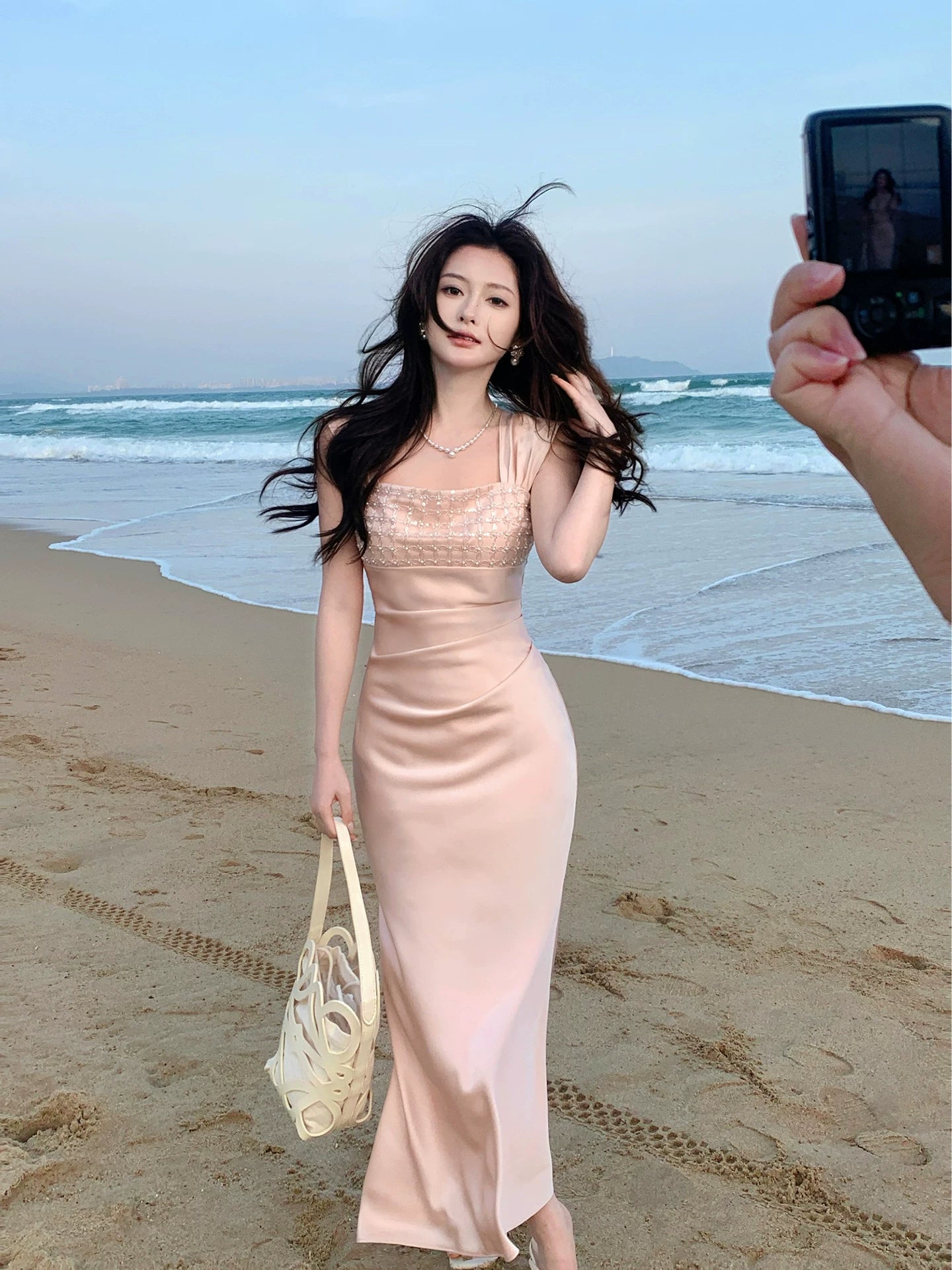 Elegant Mermaid Square Neck Satin Pink Ankle Length Prom Dresses 16th Nigh Party Birthday Outfits AB2421