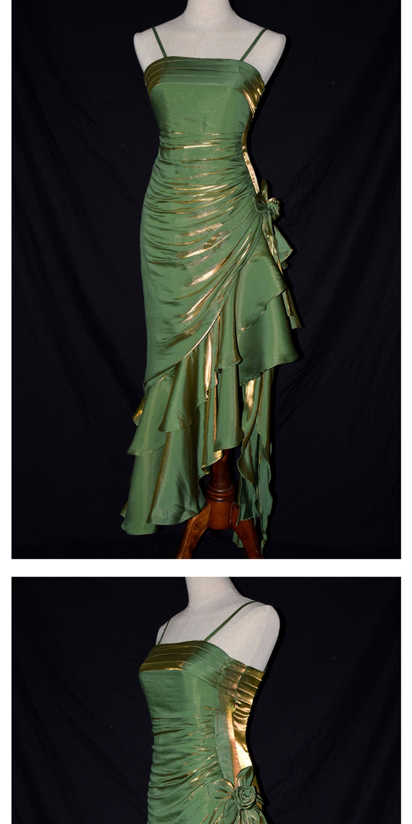 Vintage 1950s High Low Spaghetti Straps Prom Dresses Inspiration Long Party Retro Evening Dress 18th Birthday Outfits AB2342