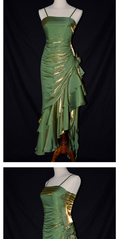 Vintage 1950s High Low Spaghetti Straps Prom Dresses Inspiration Long Party Retro Evening Dress 18th Birthday Outfits AB2342