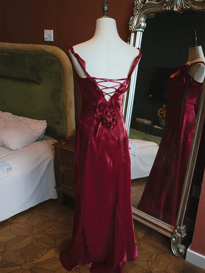 Vintage 1950s Mermaid V Neck Burgundy Prom Dresses Inspiration Long Party Evening Dress 18th Birthday Outfits AB2377