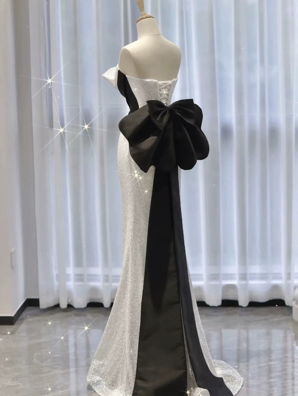 Elegant Mermaid Strapless White Sequins Prom Dresses Inspiration Long Party Evening Dress 19th Birthday Outfits AB2306