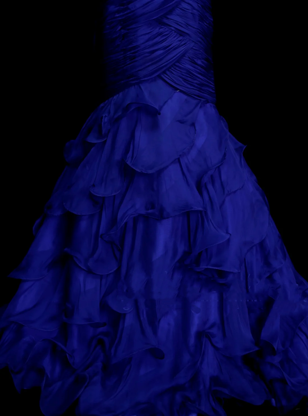 Mermaid One Shoulder Royal Blue Tulle With Pleated Ruched Long Prom Dresses Party Dress For Women OB002