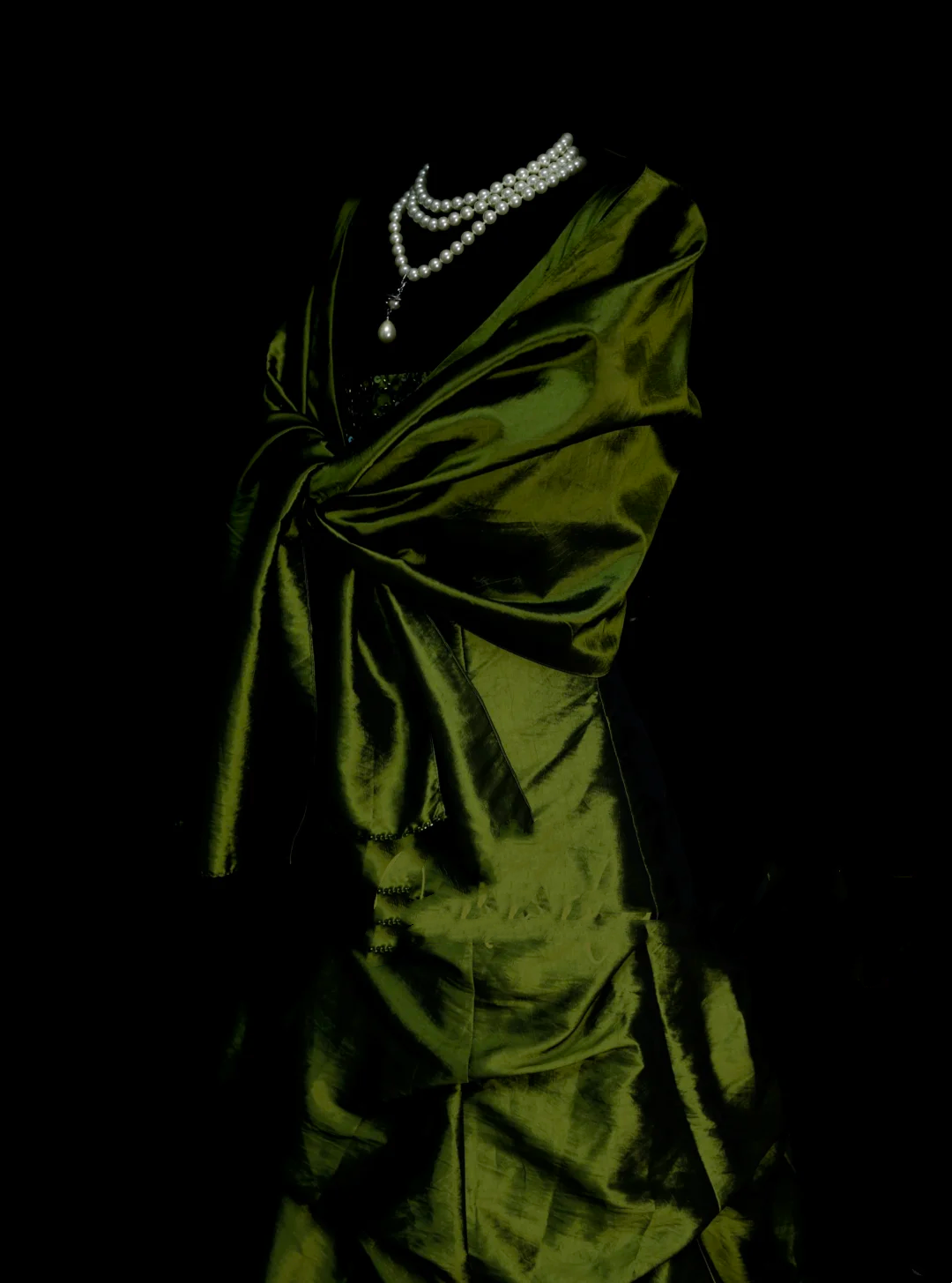 Classy Ball Gown V Neckline Olive Green Taffeta With Beadings Long Prom Dresses Trendy Party Dress For Women OB005