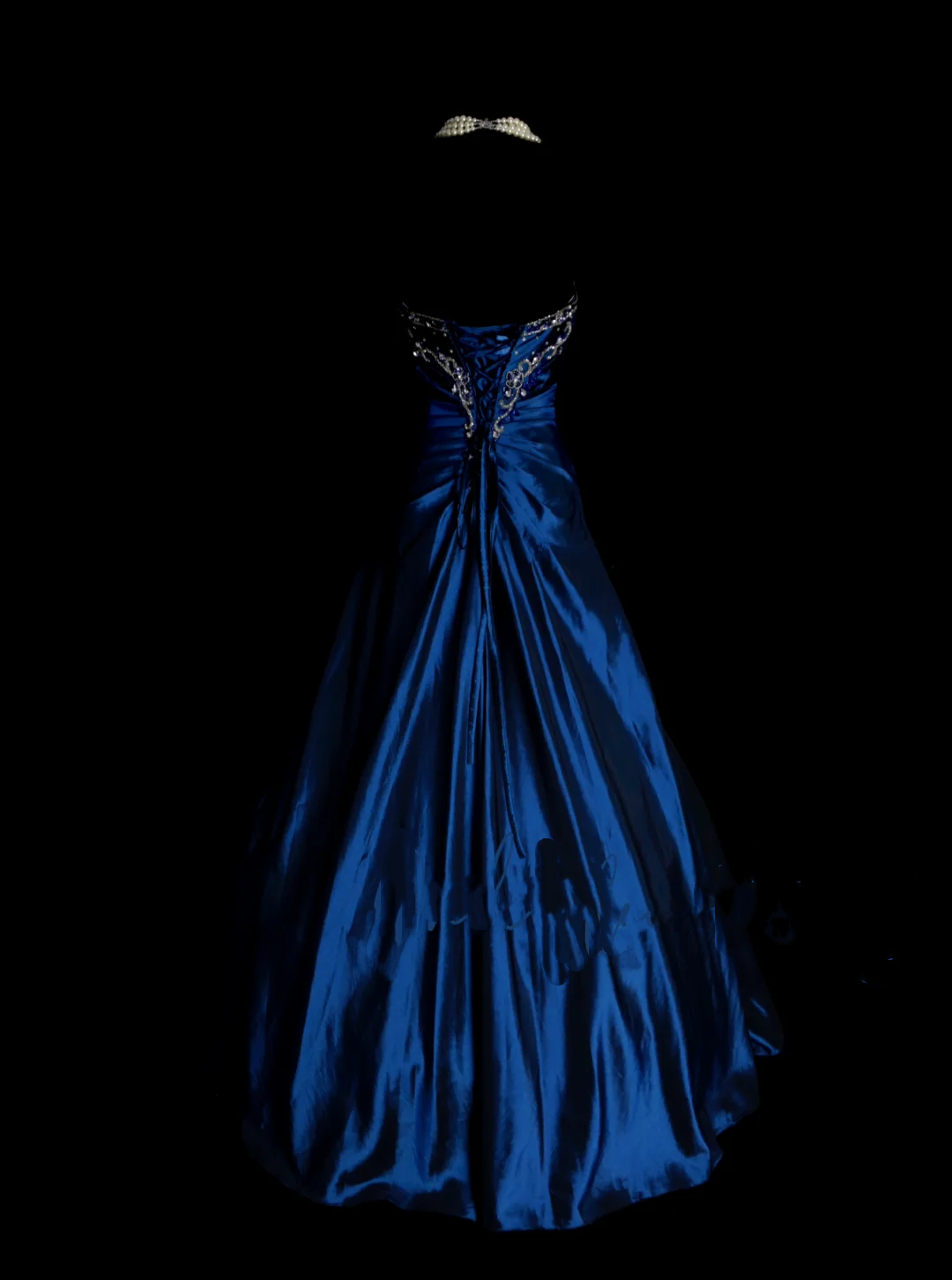 Classy Ball Gown Sweetheart Royal Blue Taffeta With Gold Beadings Long Prom Dresses Trendy Party Dress For Women OB007