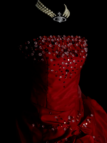Unique Ball Gown Strapless Burgundy Wine Red Satin With Multi Layered Long Quinceanera Dresses Sweet 15 16 Birthday Gown OB010