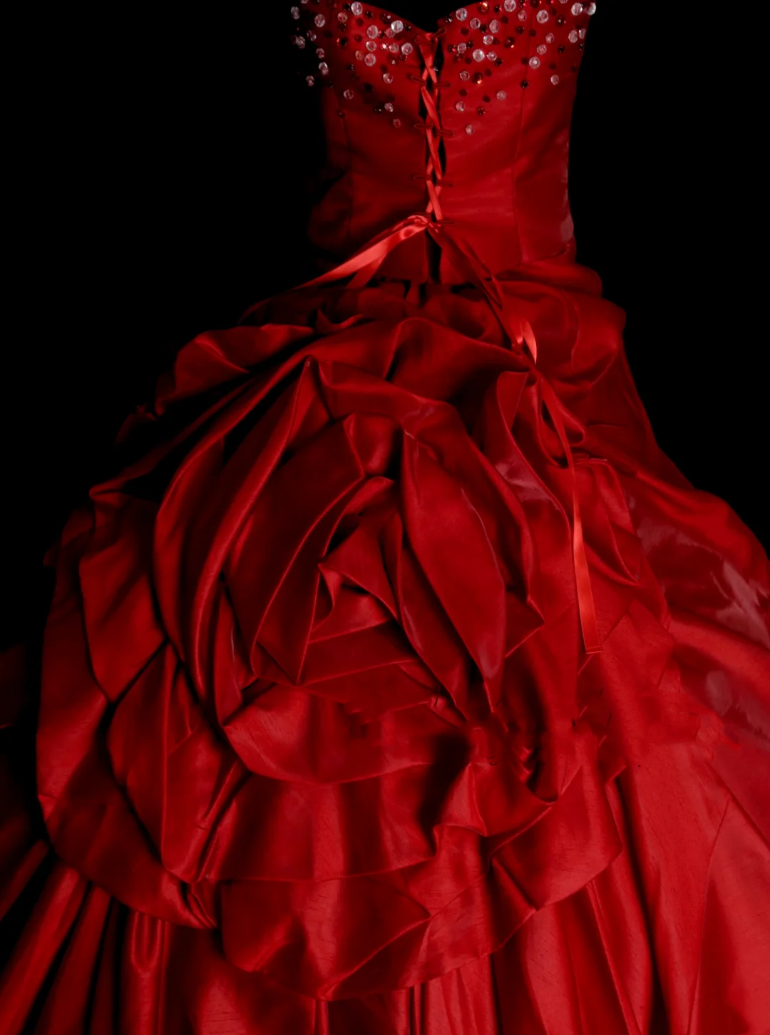 Unique Ball Gown Strapless Burgundy Wine Red Satin With Multi Layered Long Quinceanera Dresses Sweet 15 16 Birthday Gown OB010