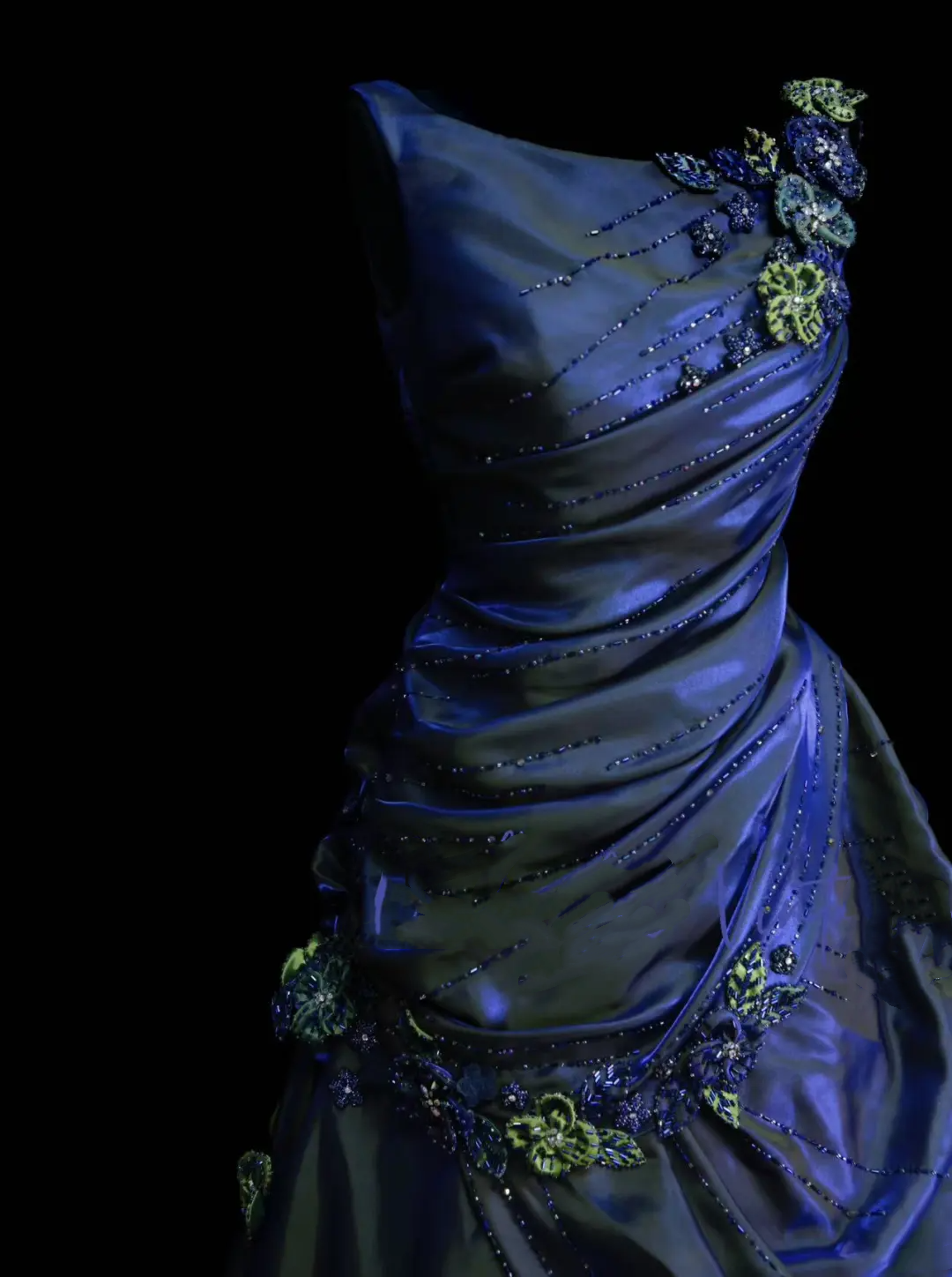 Unique Ball Gown Scoop Neck Royal Blue Satin With Multi Layered Beadings Long Quinceanera Dresses Sweet 15 16 Birthday Outfits Gown OB012