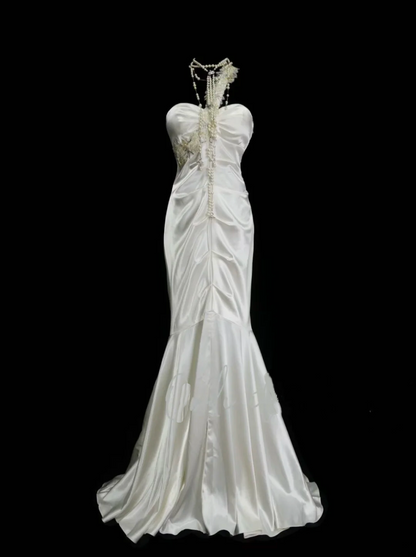 Wedding Dresses Elegant Modest for Bride Mermaid One Shoulder With Flowers Petite/Plus Size Bridal Gowns For Women's OB017