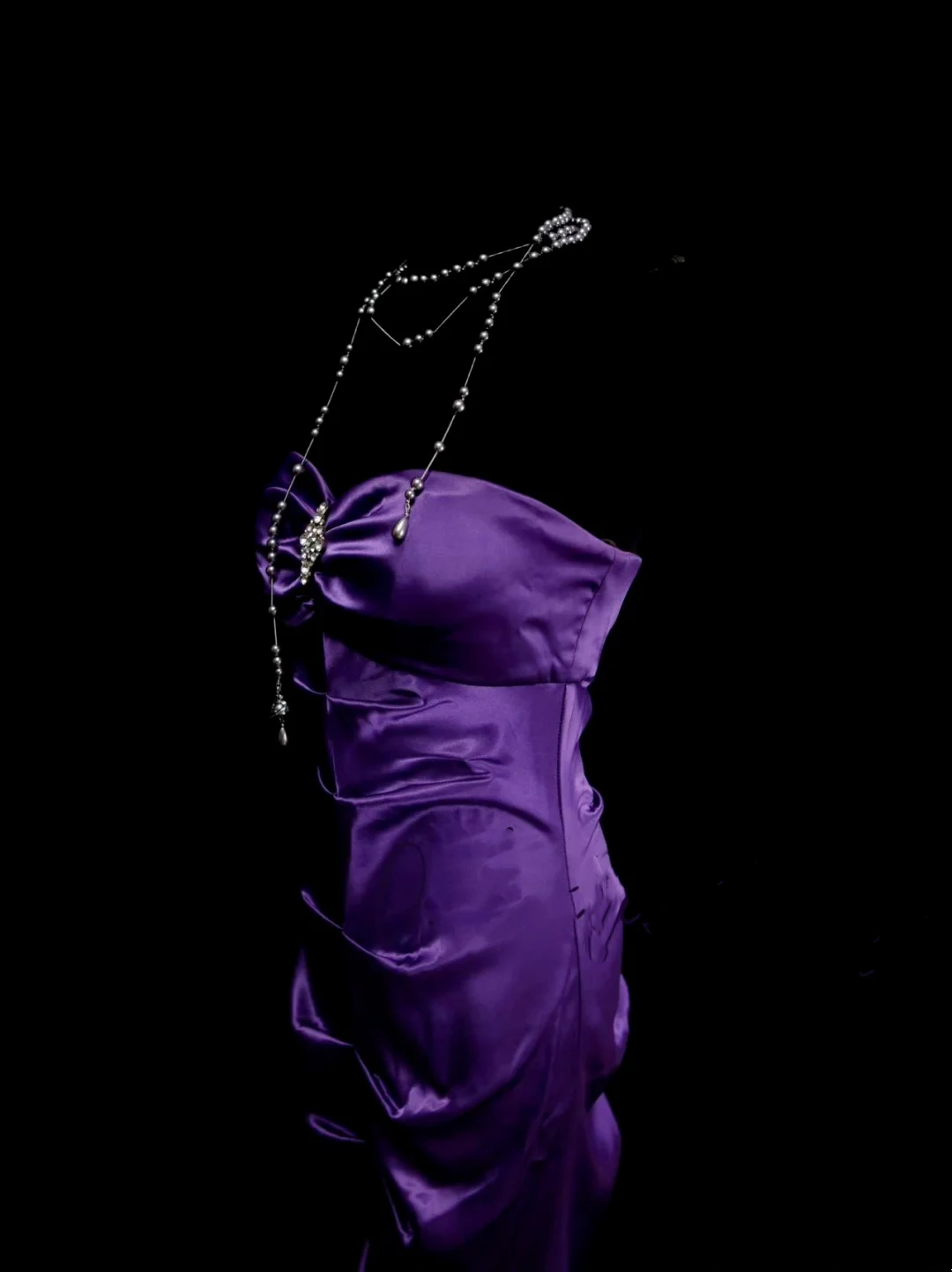 Simple Mermaid Sweetheart Grape Ruched Satin Long Prom Dress Ideas With Pleated Formal Party Dress Inspo For Women OB018