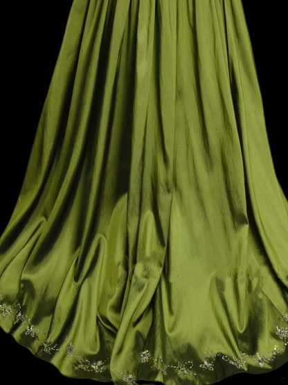 Classy Mermaid Sweetheart Olive Green Taffeta With Beadings Long Prom Dresses Trendy Party Dress For Women OB020