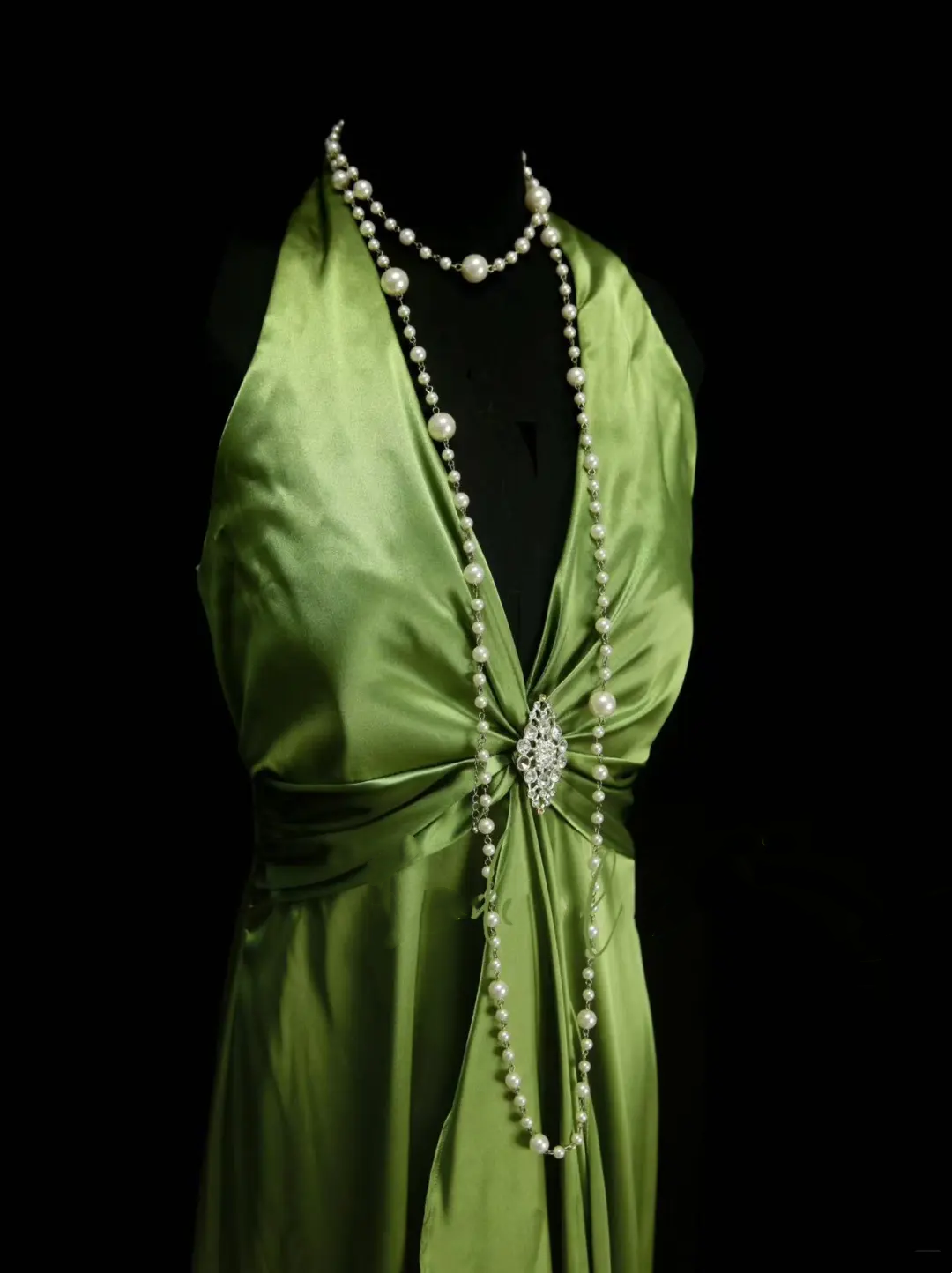 Simple A line Halter Olive Green Ruched Satin Long Prom Dress Ideas With Pleated Formal Party Dress Inspo For Women OB021