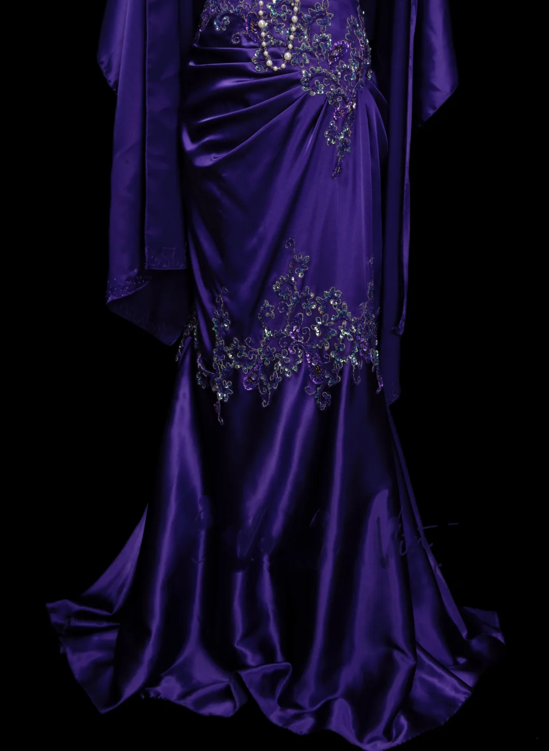 Classy Mermaid Strapless Grape Purple Satin With Appliques Beadings Long Prom Dresses Trendy Party Dress For Women OB026