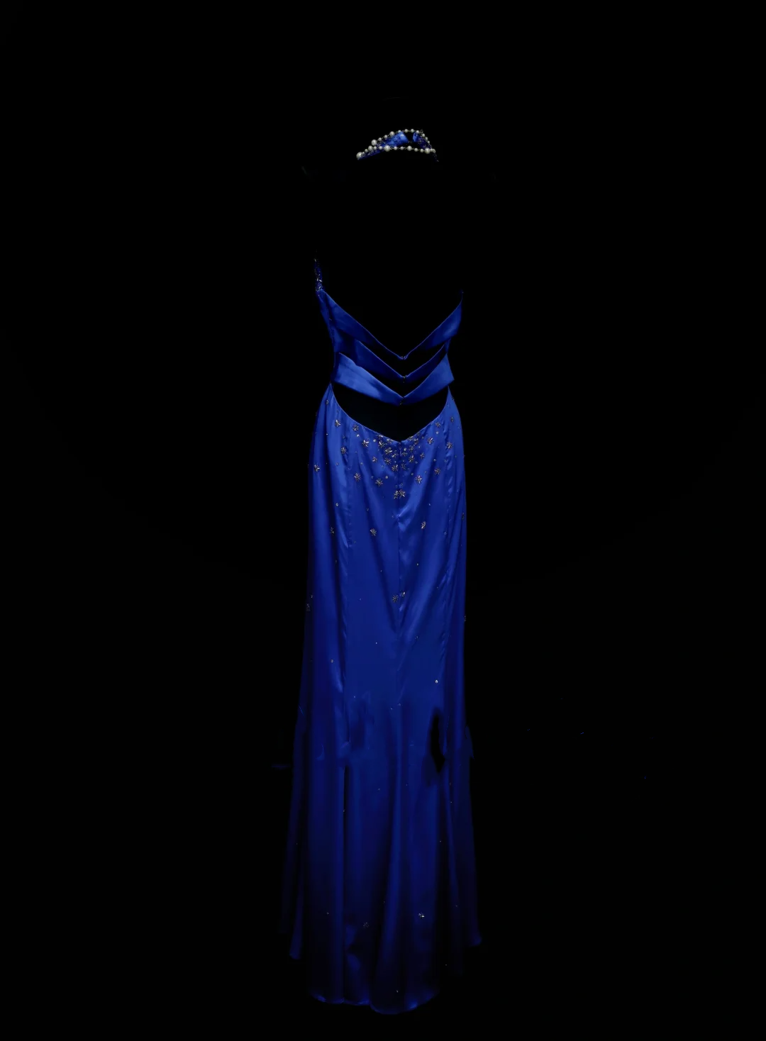 Fancy Mermaid Halter Royal Blue Satin Long Prom Dresses Formal Gowns Inspo Evening Outfit OB039