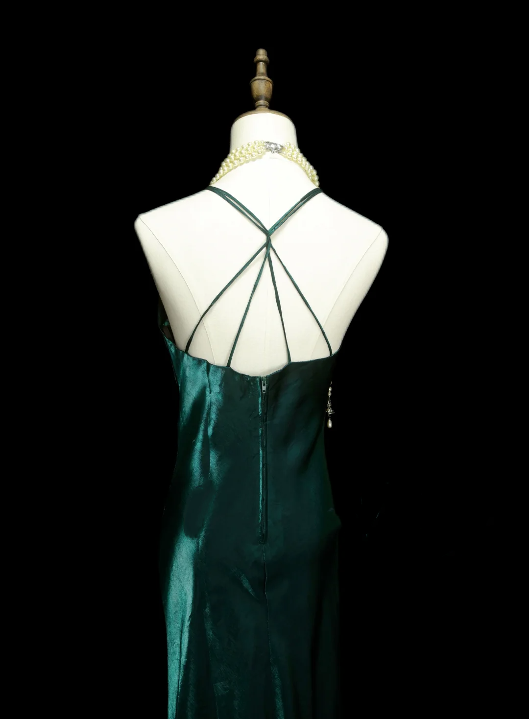 Vintage Mermaid Halter Dark Green Long 70s Prom Dresses Formal Gowns Inspo Evening Outfit OB039