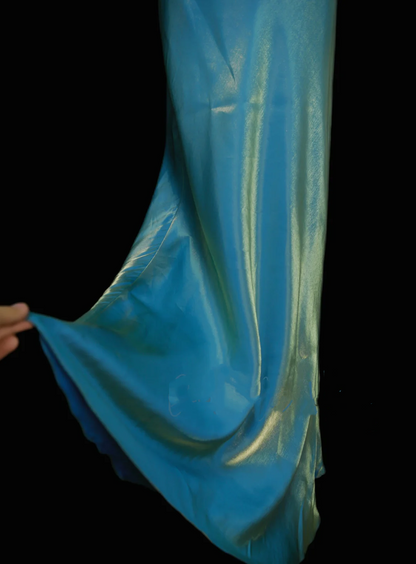 Vintage Mermaid 2 Piece Blue Spaghetti Strap Long 70s Prom Dresses Formal Gowns Inspo Evening Outfit OB040
