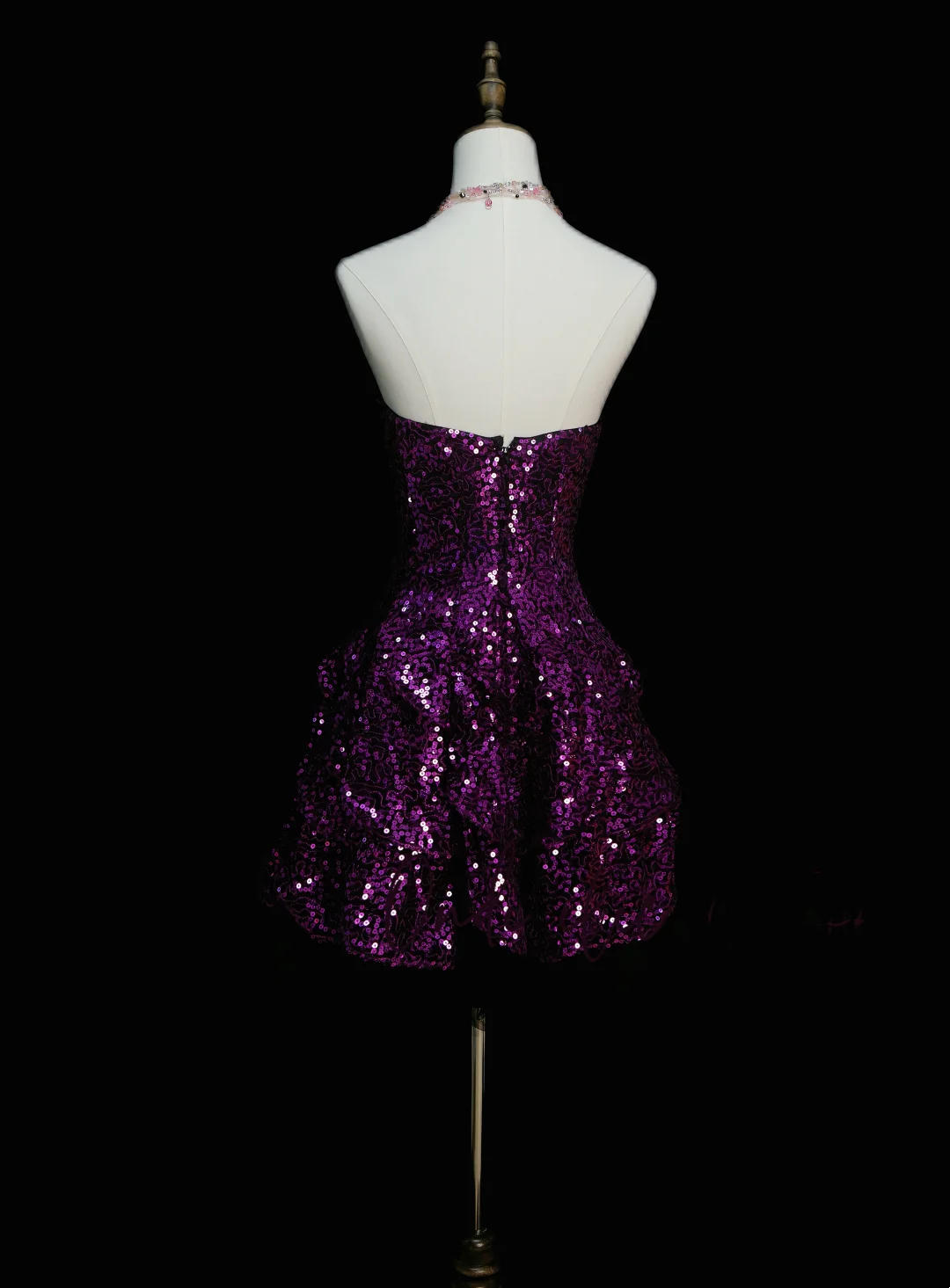Sparkly Ball Gown Sweetheart Grape Sequin Short 16th Birthday Dress Middle School Homecoming Dresses Cocktail Gown OB041