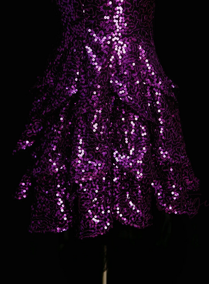Sparkly Ball Gown Sweetheart Grape Sequin Short 16th Birthday Dress Middle School Homecoming Dresses Cocktail Gown OB041