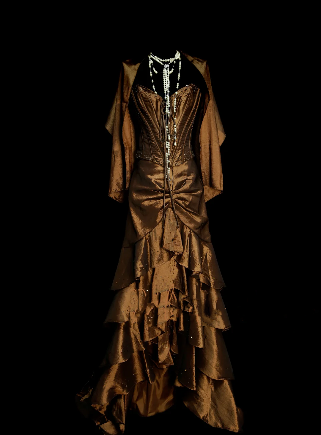Vintage Mermaid Sweetheart Brown Long 70s Prom Dresses Formal Gowns Inspo Evening Outfit OB042