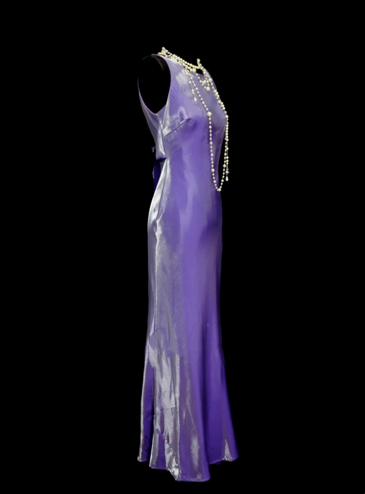 Vintage Mermaid Scoop Lilac Sleevless Backless Long 70s Prom Dresses Formal Gowns Inspo Evening Outfit OB044
