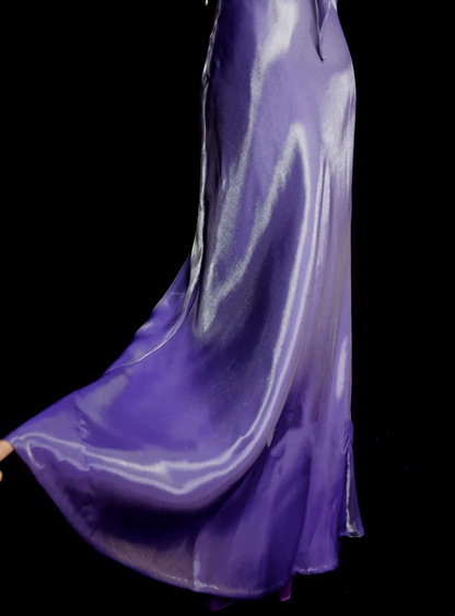 Vintage Mermaid Scoop Lilac Sleevless Backless Long 70s Prom Dresses Formal Gowns Inspo Evening Outfit OB044