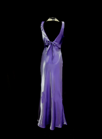 Vintage Mermaid Scoop Lilac Sleevless Backless Long 70s Prom Dresses Formal Gowns Inspo Evening Outfit OB044