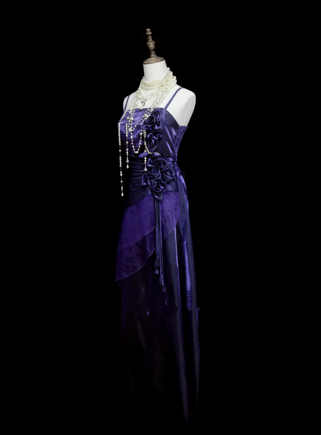 Chic A line Spaghetti Straps Grape With Flowers Long Prom Dresses Party Dress 19th Birthday Outfits Graduation Dress OB048