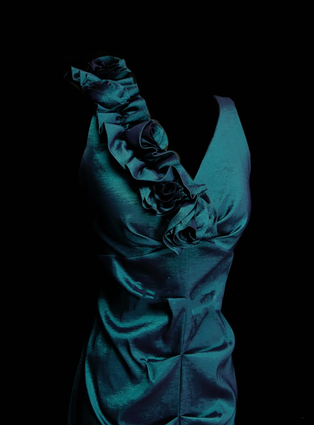 Stunning Mermaid V Neck Blue Satin Pleated Long Prom Dresses Evening Outfits Formal Dress OB050