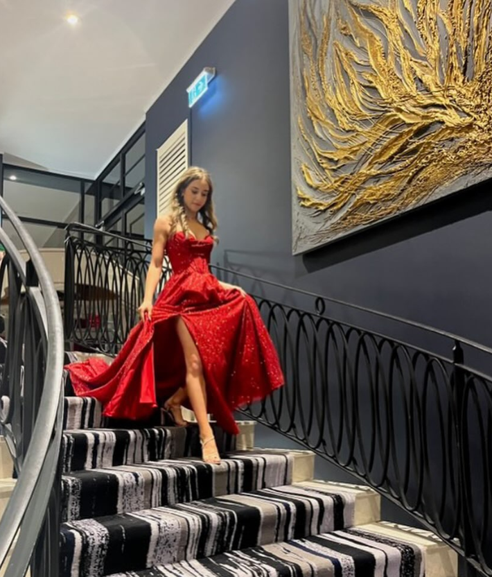 Shinning Mermaid Sweetheart Red Split Prom Dresses Long Party Dress Birthday Outfits Prom Gown RB1322