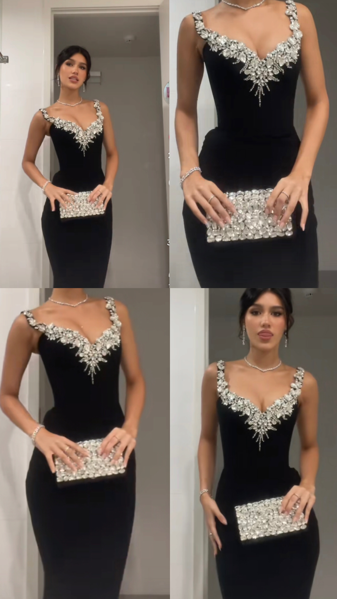 Black Evening Dress With Beads Sheath Long Party Dress Birthday Prom Dress AB1791