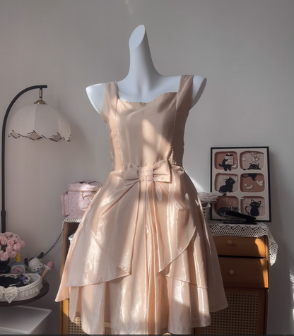 Elegant A line Square Neck Blush Pink University Ideas Homecoming Dress Inspo Short High School Senior Graduation Outfit RB6971