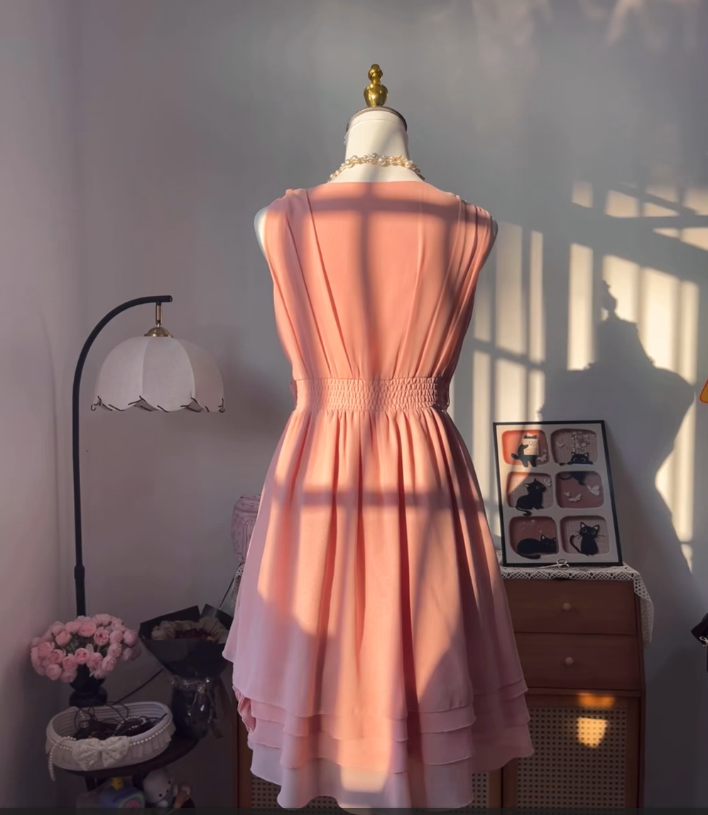 Elegant A line V Neck Pink Chiffon University Ideas Homecoming Dress Inspo Short High School Senior Graduation Outfit RB6978