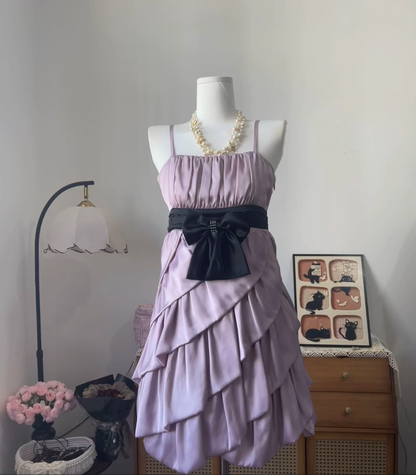 Elegant A line Spaghetti Strap Lilac Satin University Ideas Homecoming Dress Inspo Short High School Senior Graduation Outfit RB6981
