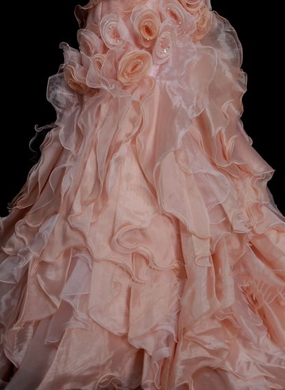 Vintage Ball Gown Strapless Pink Layered Tiered Sweet 16 Dresses Quinceanera Dress Long 15 Vestidos De Fiesta N1325