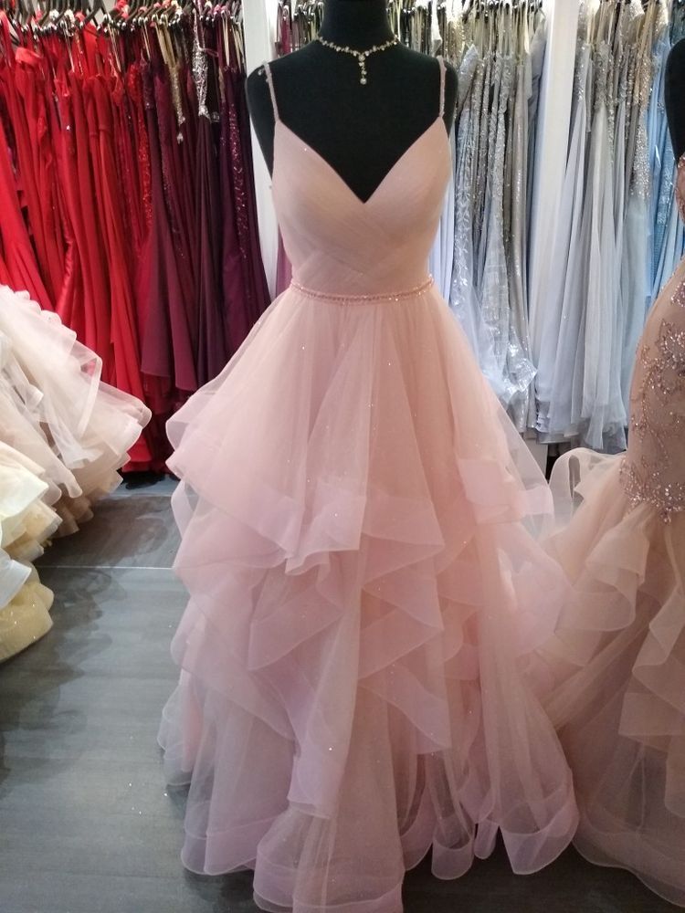 Cute Ball Gown Spaghetti Straps Blush Pink Tulle Prom Dresses Formal Dress 19th Birthday Outfits Prom Gown RA039