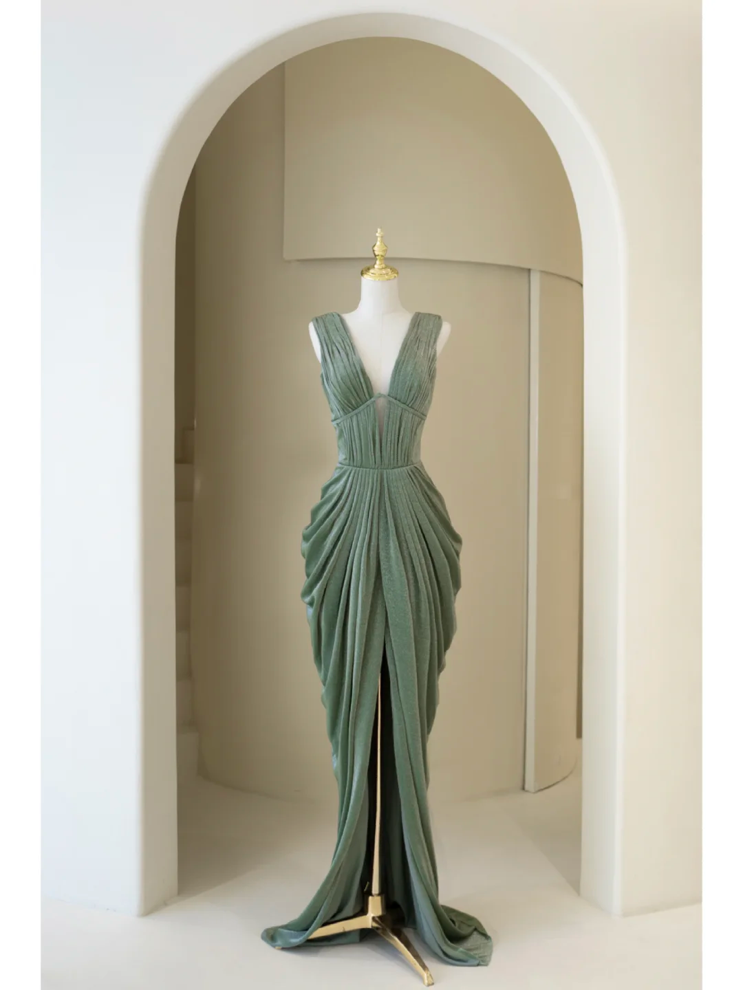 Timeless Sheath V Neck Green Slit Long Prom Dresses Inspiration Party Dress Prom Gowns RB006