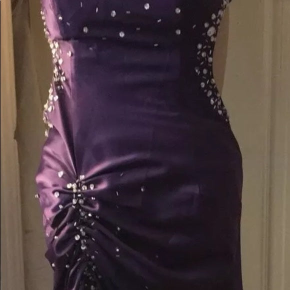 Vintage Mermaid One Shoulder Grape Satin Sleeveless Long Prom Dresses Party Dress 21st Birthday Outfits Graduation Dress RB017