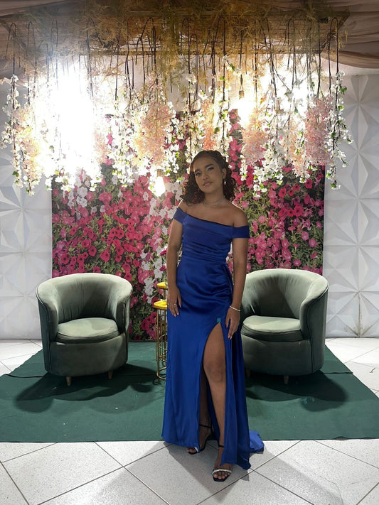 Unique Sheath Off The Shoulder Royal Blue Slit Prom Dresses inspiration Long Party Dress Birthday Outfits Graduation Dress RB1010