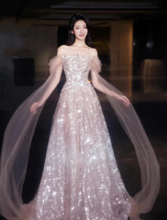 Unique Ball Gown Off The Shoulder Pink Tulle Prom Dresses inspiration Long Party Dress Birthday Outfits Graduation Dress RB1026