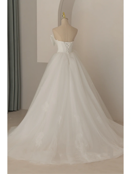 Elegant Modest Ball Gown Strapless Sleeveless White Wedding Dress Styles Long Bridal Gown Wedding Gowns RB1065