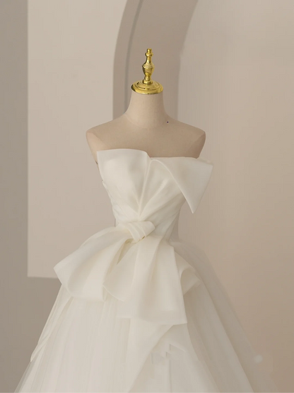 Elegant Modest Ball Gown Strapless Sleeveless White Wedding Dress Styles Long Bridal Gown Wedding Gowns RB1065