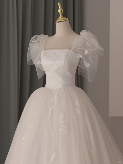 Dreamy Ball Gown Straps White Fitted Lace Ruffles Corset Wedding Dress Bridal Gowns Wedding Dresses With Train RB1071