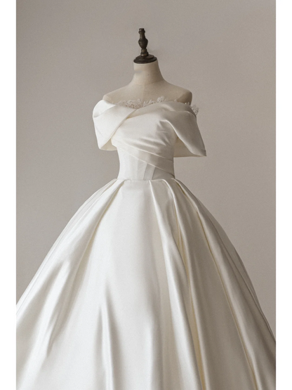 Modest Ball Gown Off The Shoulder Fitted White Lace Corset Wedding Dress Styles Long Bridal Gown Wedding Gowns RB1100