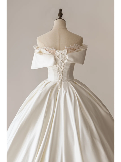 Modest Ball Gown Off The Shoulder Fitted White Lace Corset Wedding Dress Styles Long Bridal Gown Wedding Gowns RB1100
