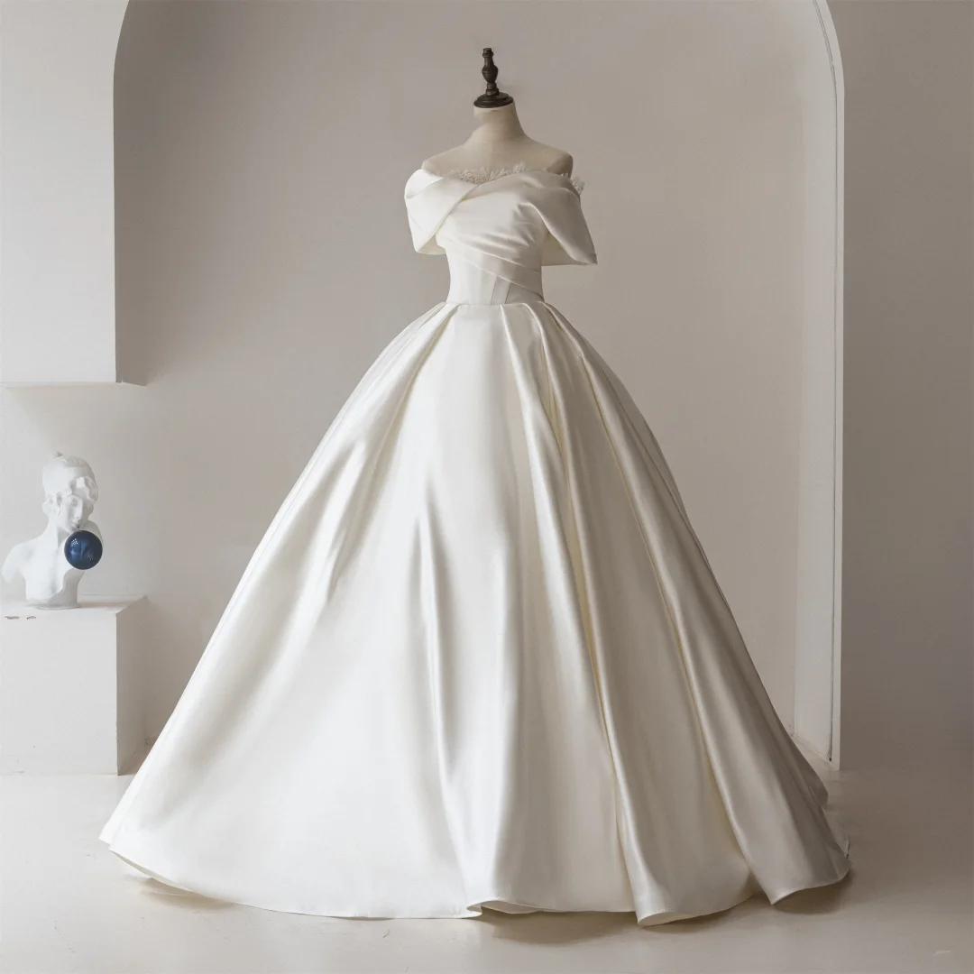 Modest Ball Gown Off The Shoulder Fitted White Lace Corset Wedding Dress Styles Long Bridal Gown Wedding Gowns RB1100