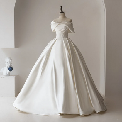 Modest Ball Gown Off The Shoulder Fitted White Lace Corset Wedding Dress Styles Long Bridal Gown Wedding Gowns RB1100