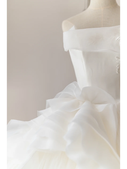 Elegant Modest Ball Gown Strapless Fitted White Lace Corset Wedding Dress Styles Long Bridal Gowns Wedding Dresses RB1103