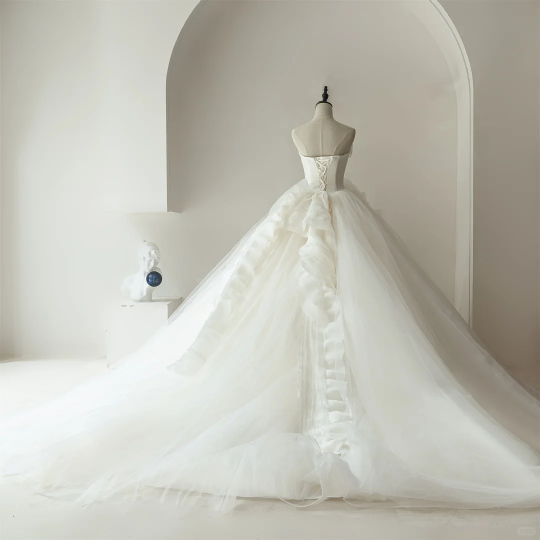 Elegant Modest Ball Gown Strapless Fitted White Lace Corset Wedding Dress Styles Long Bridal Gowns Wedding Dresses RB1103