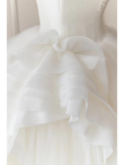 Elegant Modest Ball Gown Strapless Fitted White Lace Corset Wedding Dress Styles Long Bridal Gowns Wedding Dresses RB1103