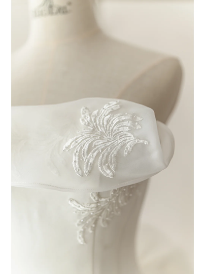 Elegant Modest Ball Gown Strapless Fitted White Lace Corset Wedding Dress Styles Long Bridal Gowns Wedding Dresses RB1103